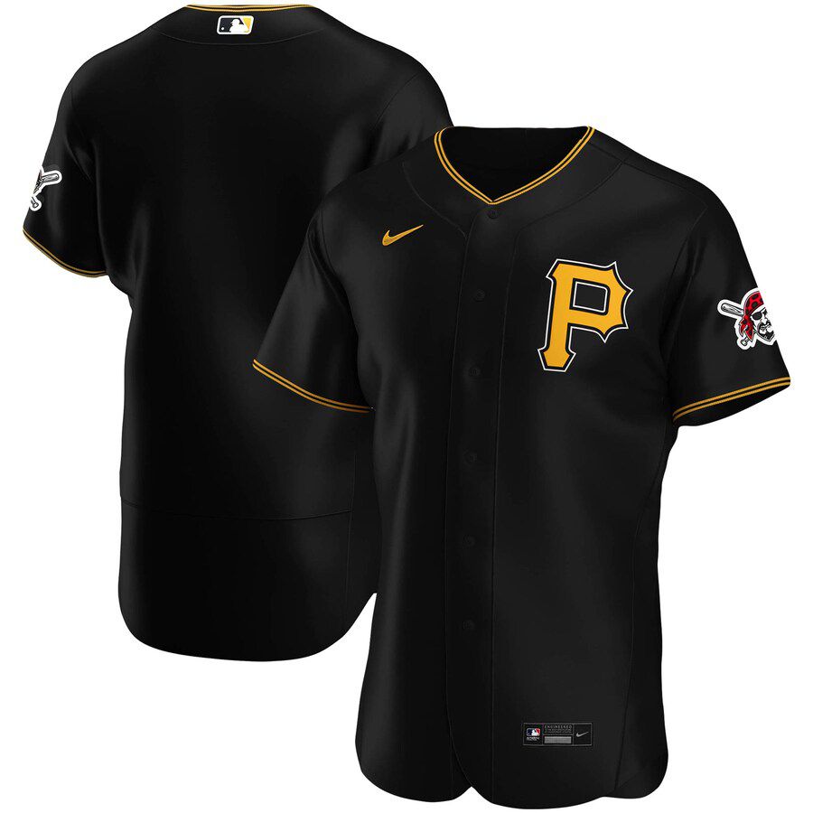 Cheap Mens Pittsburgh Pirates Nike Black Alternate Authentic Team Logo MLB Jerseys